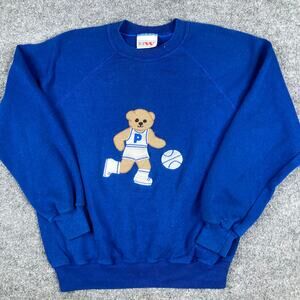 Bassett Walker Sweatshirt Mens M Blue Bear Graphic Crewneck